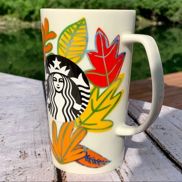 Starbucks 2016 Fall Autumn Leaves Harvest Tall Coffee Cup Mug 16 Oz October - Picture 4 of 12